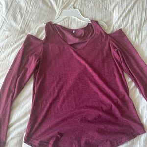 Women's Cold Shoulder Top - Burgundy